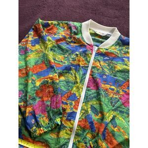 Vintage 80s/90s C.A. Sport Full Zip Tropical Print Windbreaker Jacket (SIZE M/L)